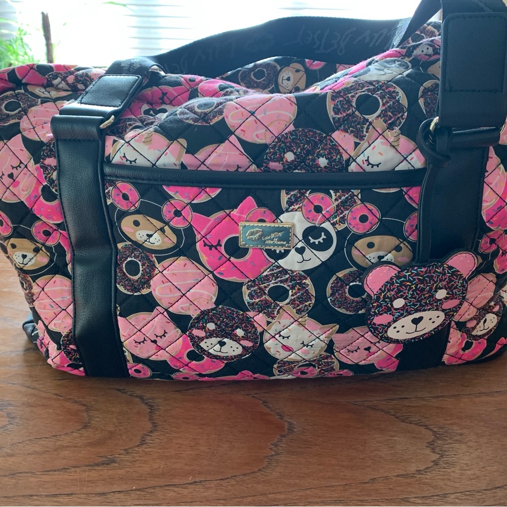 Betsey Johnson Cats, Bears, Donuts Travel Tote weekender Bag